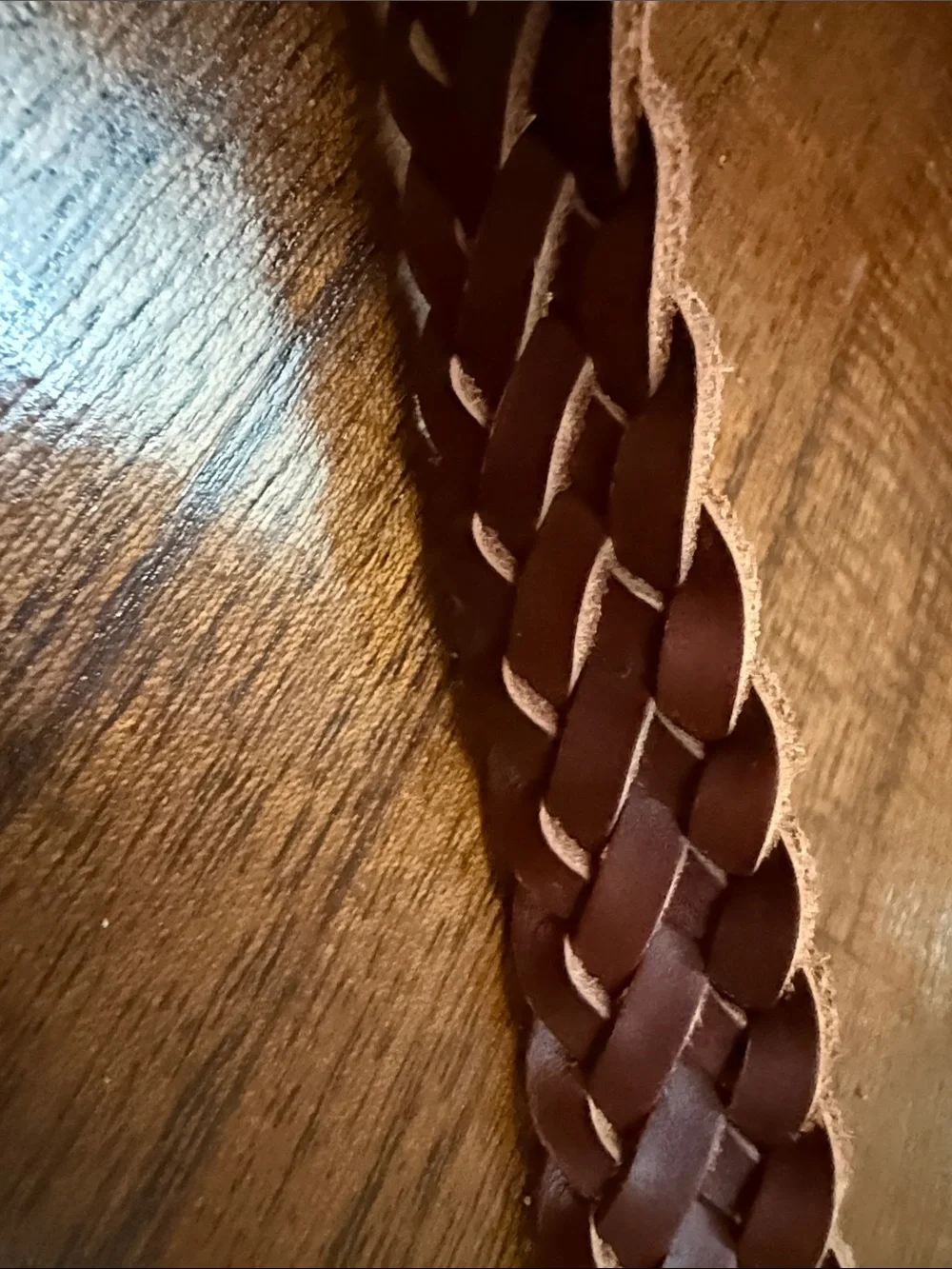 Nisolo Talia braided leather belt brandy size L